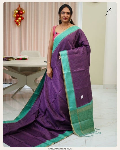 SEMI GHICHA TUSSAR SAREE