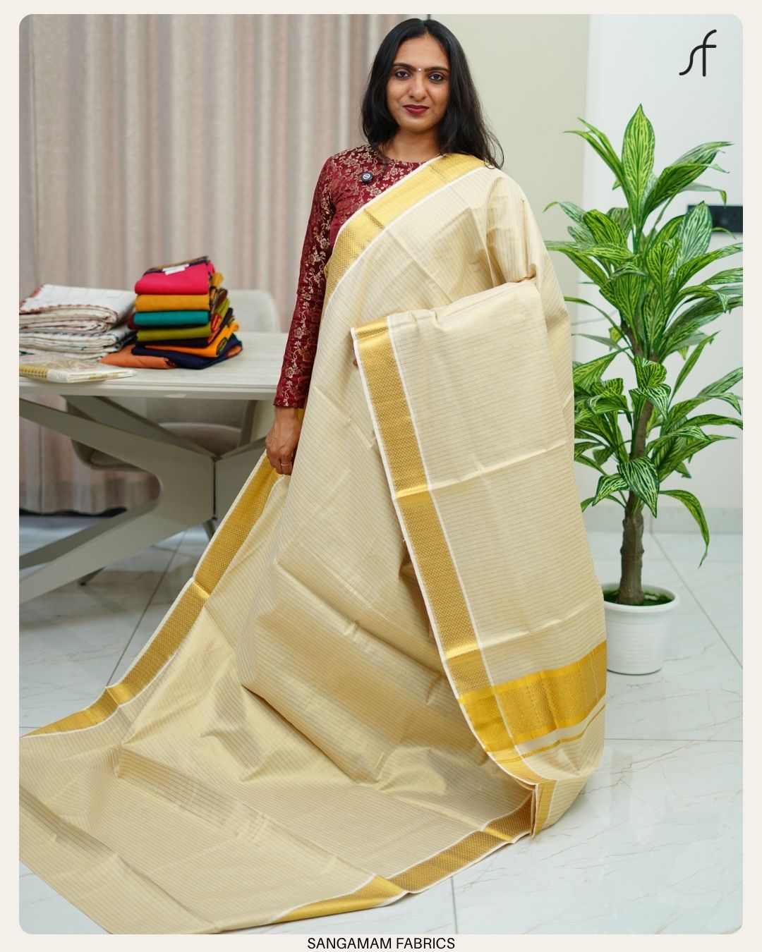STRIPE DETAILED TISSUE SAREE