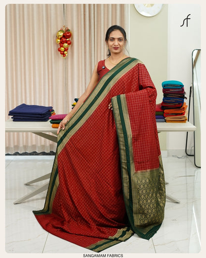 BENTEX BORDER BANARASI SAREE IN ROYAL CHECKS