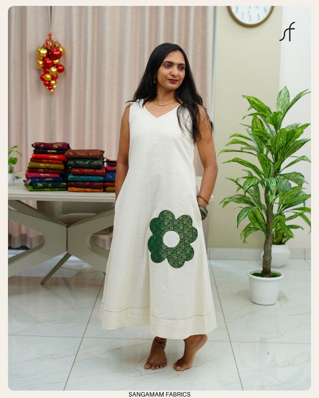 A LINE COTTON DRESS