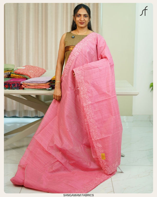 SEMI CHANDERI SILK SAREE