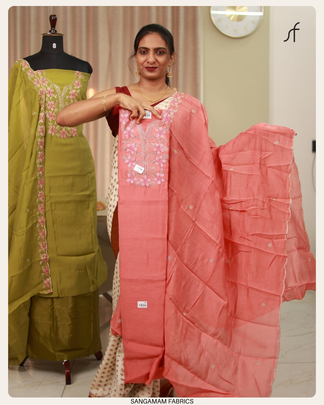 SEMI CHANDERI SILK FABRIC SALWAR SUIT