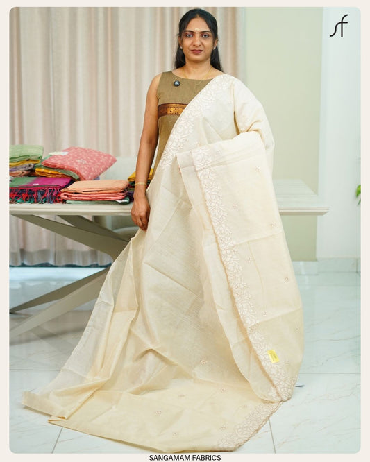 SEMI CHANDERI SILK SAREE