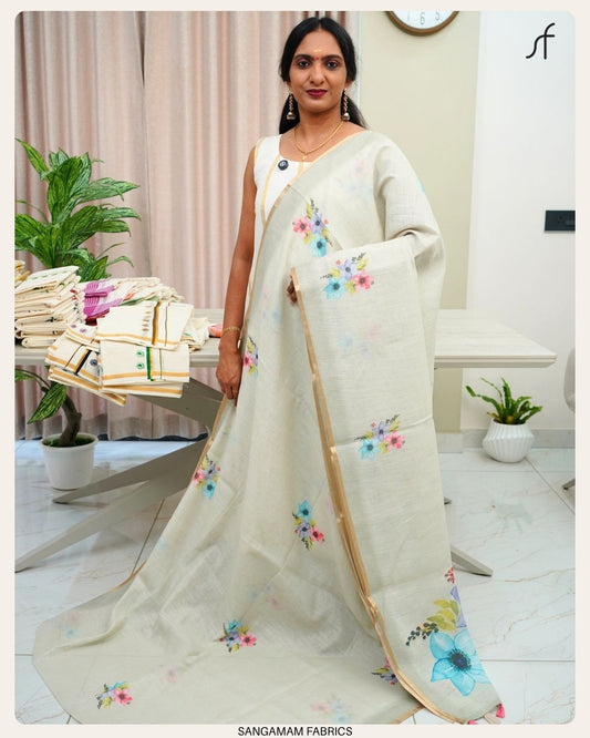 SEMI LINEN SAREE