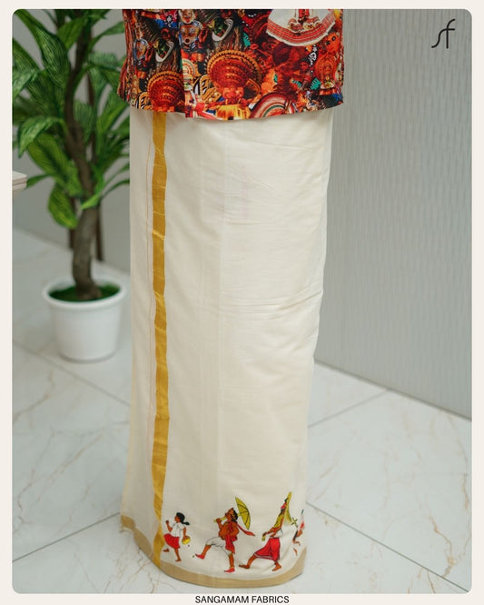 Printed Double Mundu