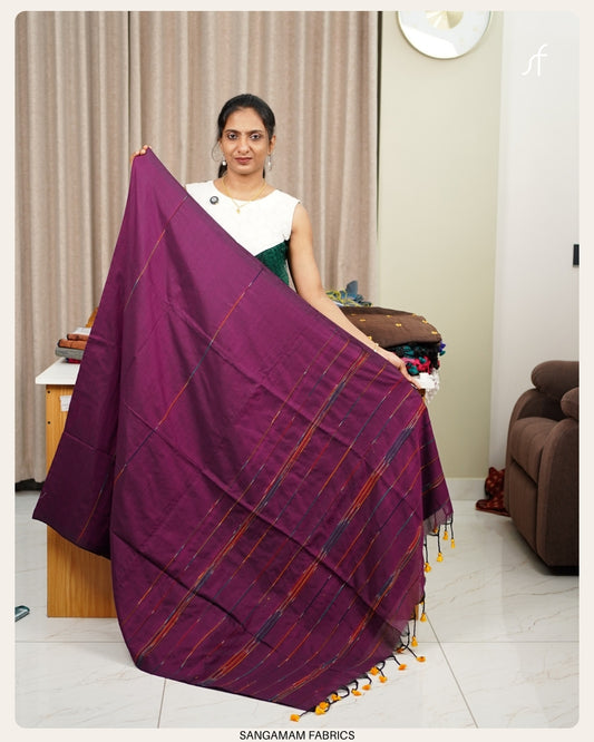 STRIPE DETAILED SOFT  KHADHI COTTON SAREE