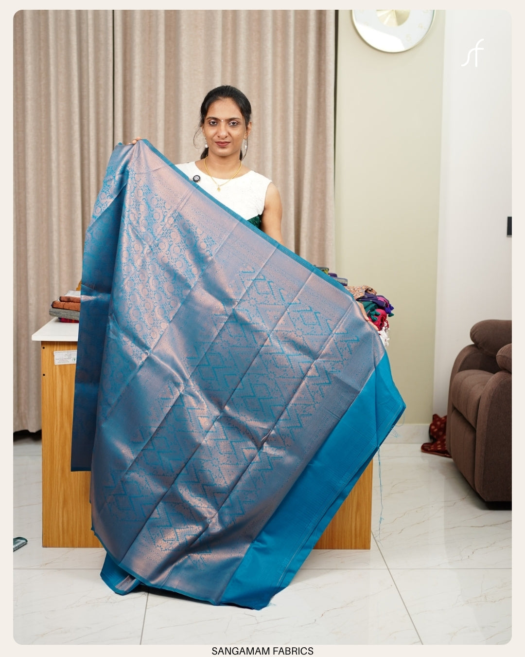 LIGHT PEACOCK BLUE SEMI SILK SAREE