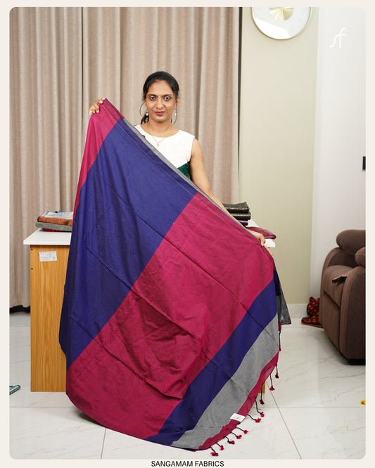 TRI COLOUR KHADHI COTTON SAREE