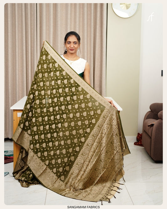 SEMI BANARASI GEROGETTE SAREE