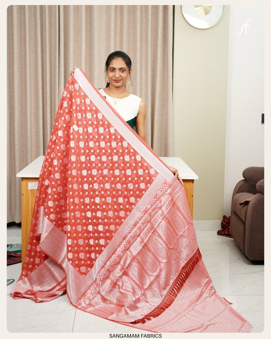 SEMI BANARASI GEROGETTE SAREE