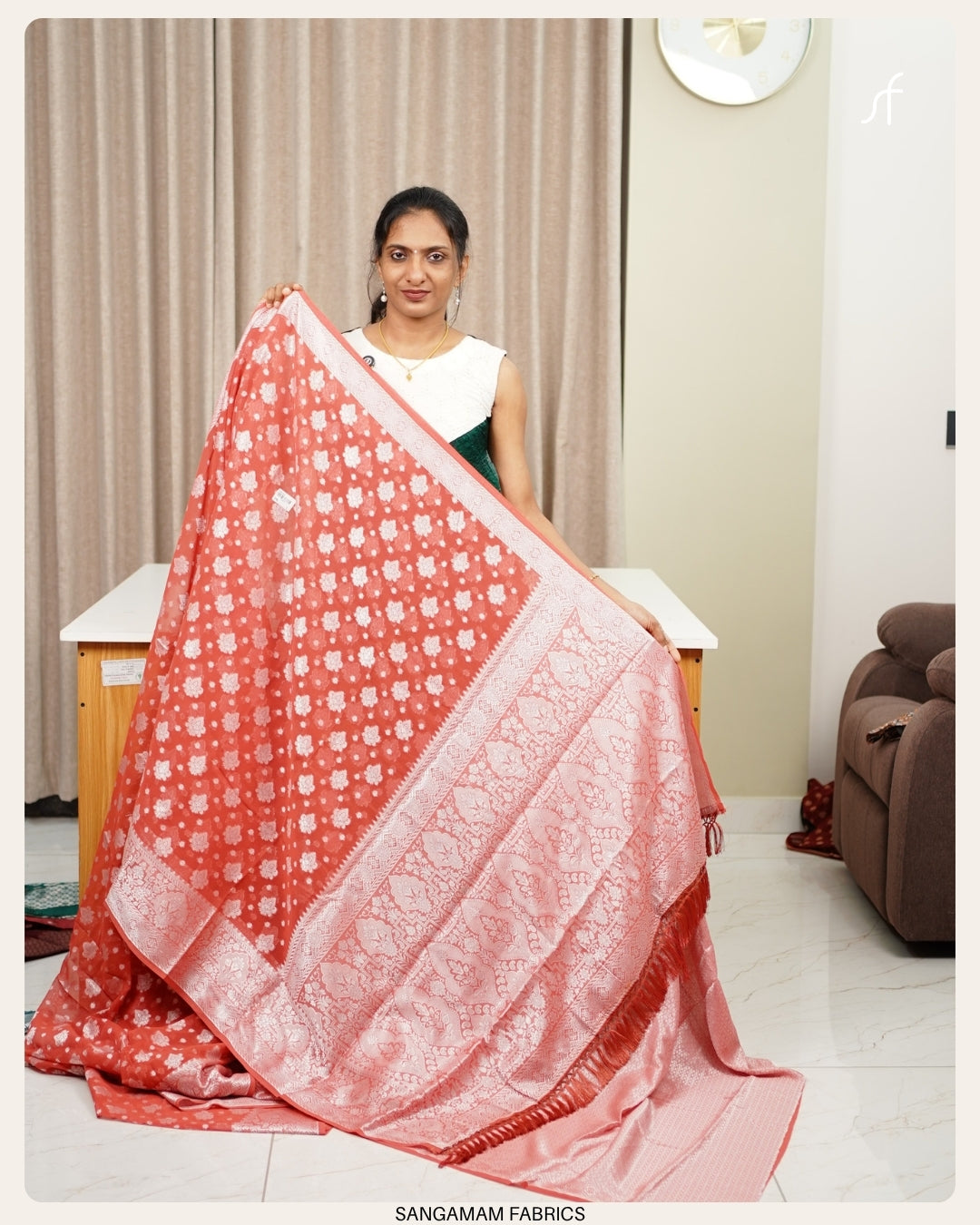 SEMI BANARASI GEROGETTE SAREE