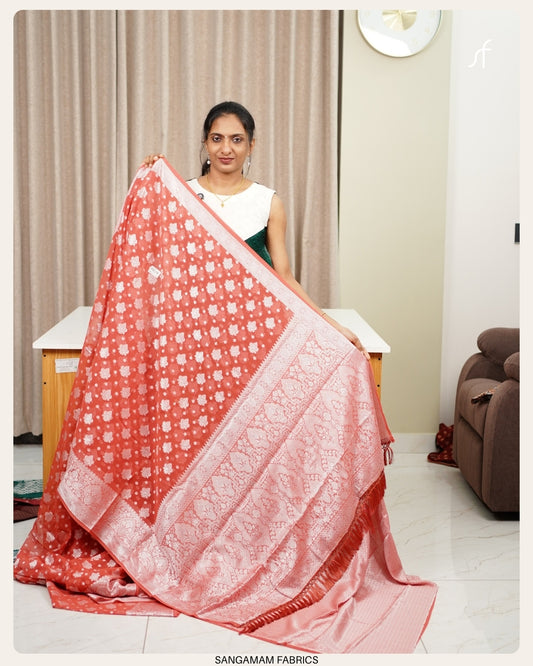 SEMI BANARASI GEROGETTE SAREE