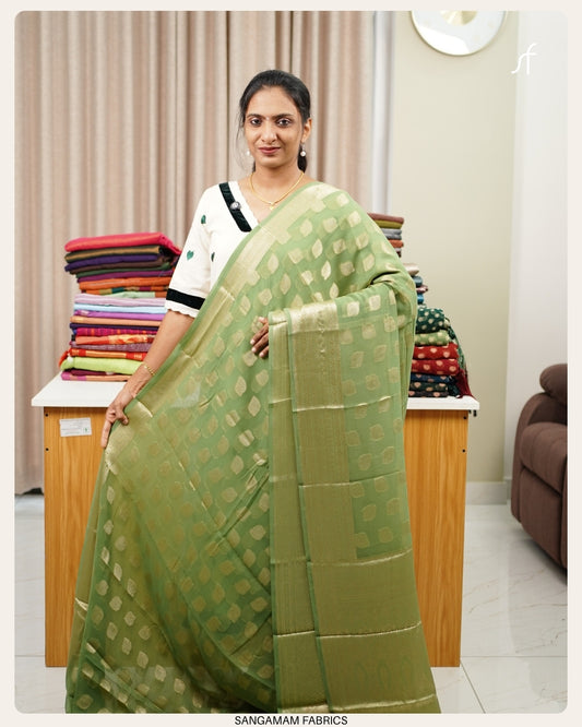 SEMI BANARASI GEROGETTE SAREE