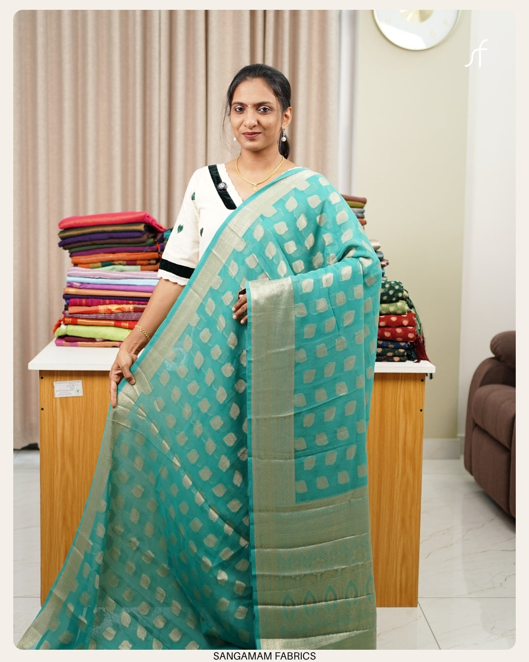 SEMI BANARASI GEROGETTE SAREE