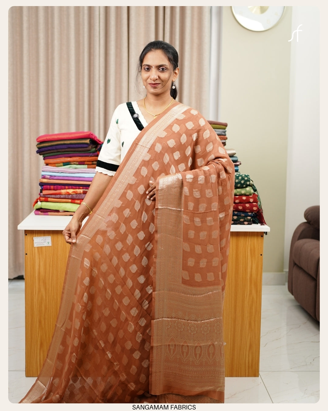 SEMI BANARASI GEROGETTE SAREE