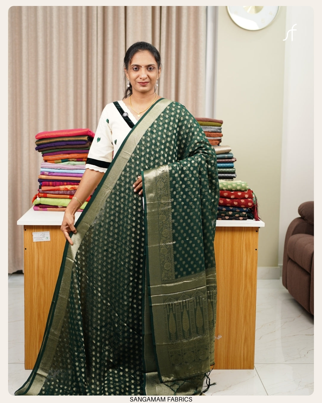 SEMI BANARASI GEROGETTE SAREE