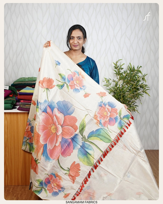 FLORAL PRINTED TISSUE SILK SAREE