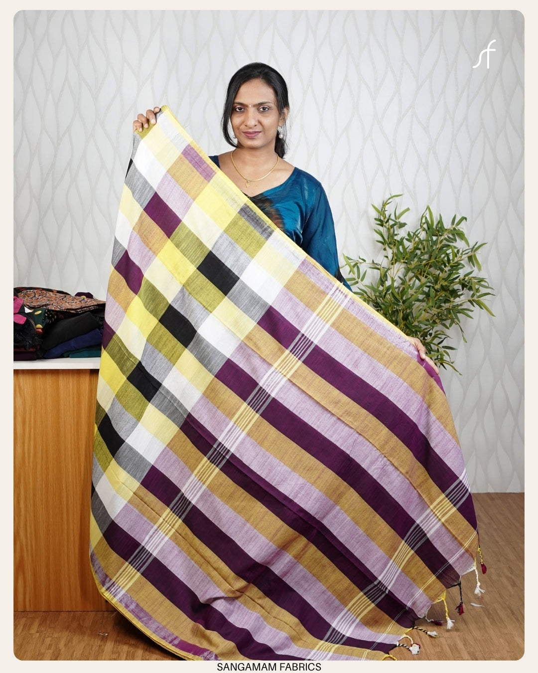 MULTI COLOR CHECK DETLED  KHADHI COTTON SAREE