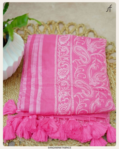 MULL COTTON CHIKANKARI SAREE