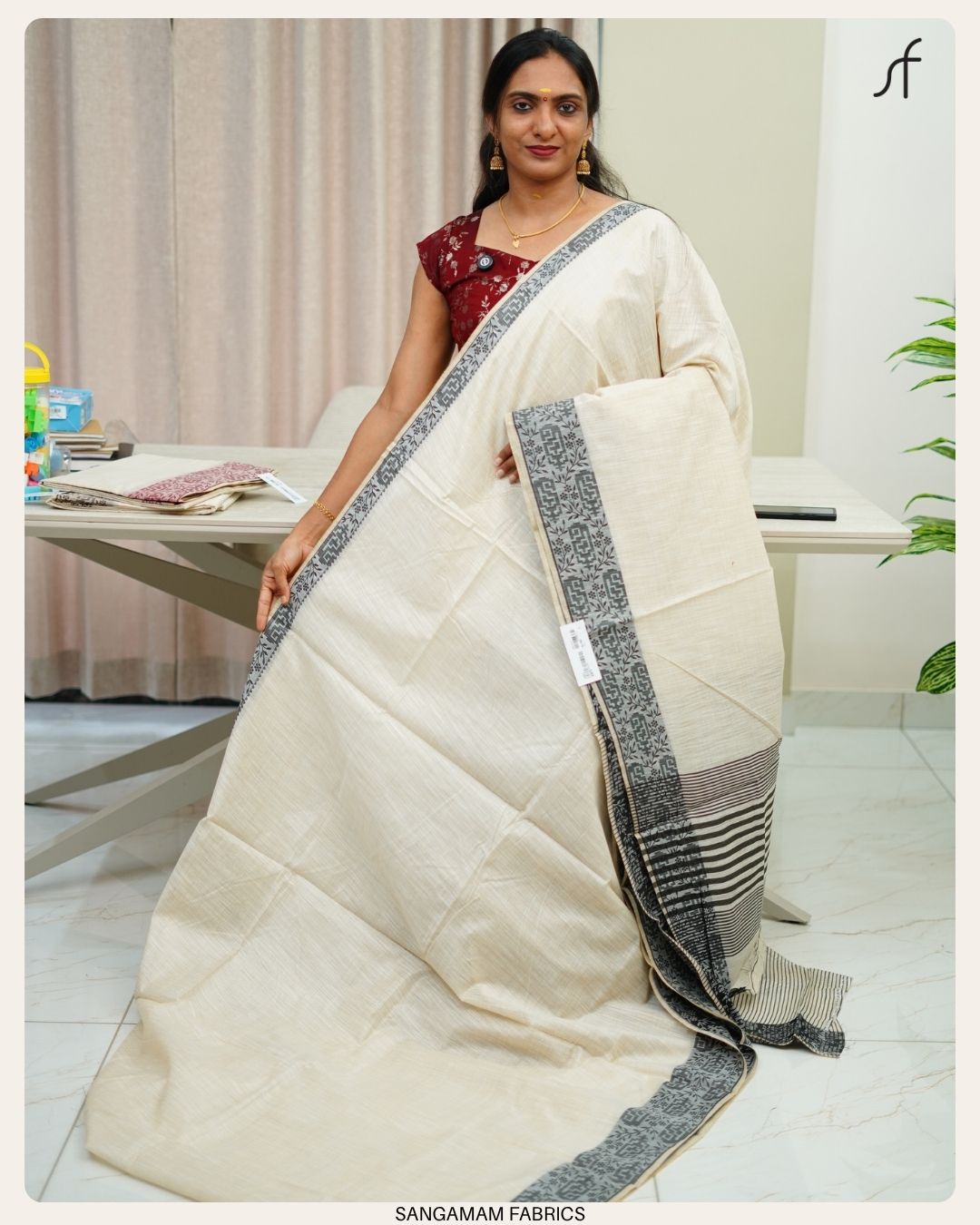SEMI CHANDERI SILK SAREE