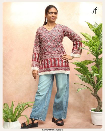 PRINTED COTTON SHORT KURTI