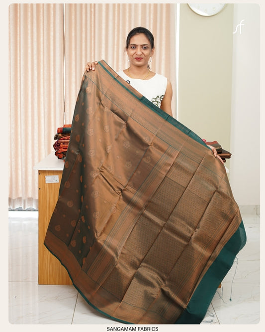 TISSUE BUTTA  WOVEN SEMI SILK SAREE CONTRAST BLOUSE