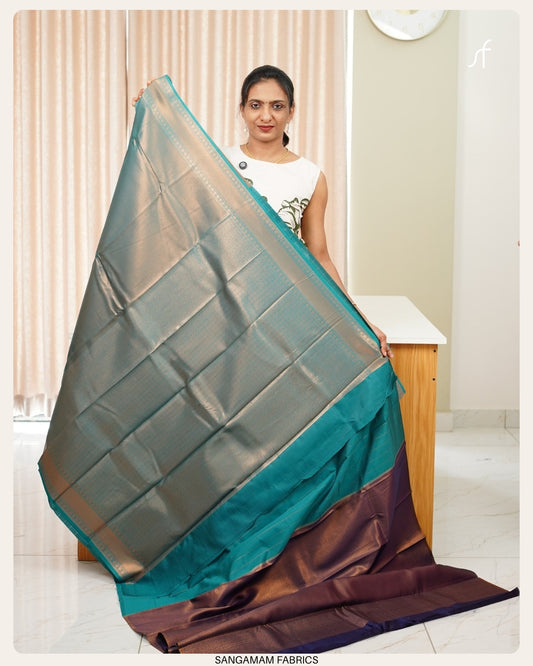 TISSUE WOVEN SEMI SILK SAREE WITH CONTRAST BLOUSE