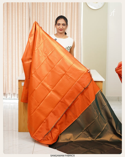 TISSUE WOVEN SEMI SILK SAREE WITH CONTRAST BLOUSE