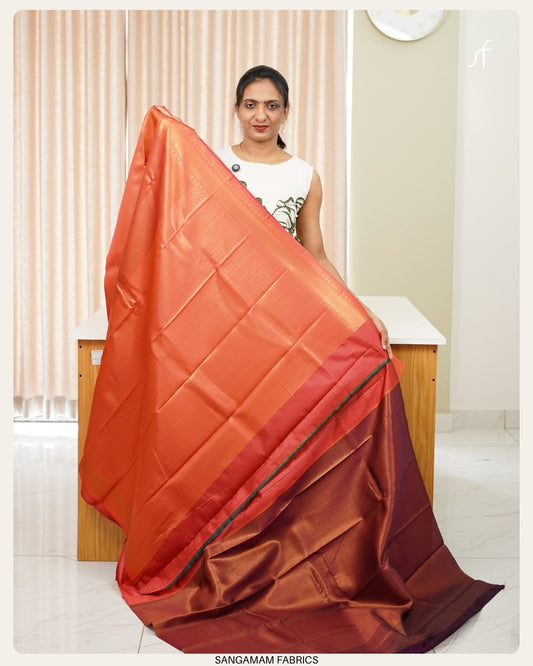 TISSUE WOVEN SEMI SILK SAREE WITH CONTRAST BLOUSE