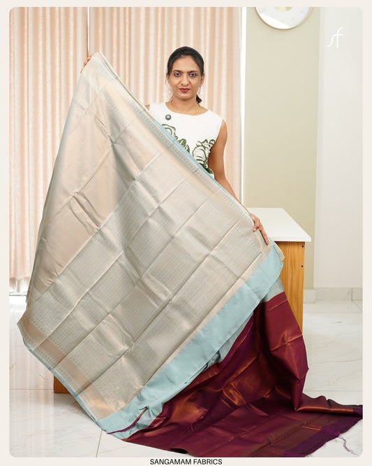 TISSUE WOVEN SEMI SILK SAREE WITH CONTRAST BLOUSE