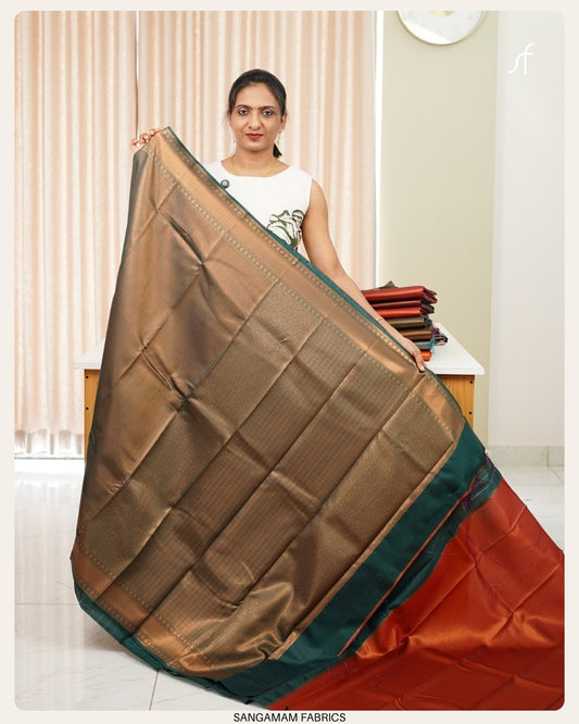 TISSUE WOVEN SEMI SILK SAREE WITH CONTRAST BLOUSE