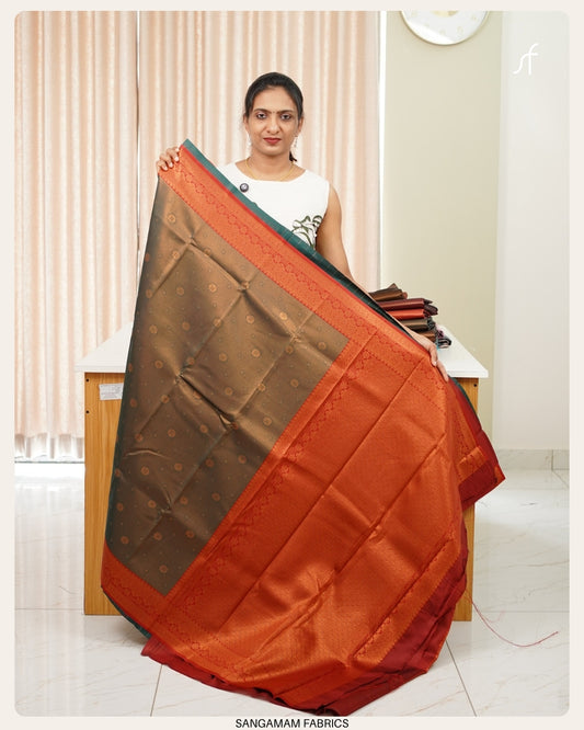 TISSUE BUTTA WOVEN CONTRAST PATTERN SEMI SILK SAREE
