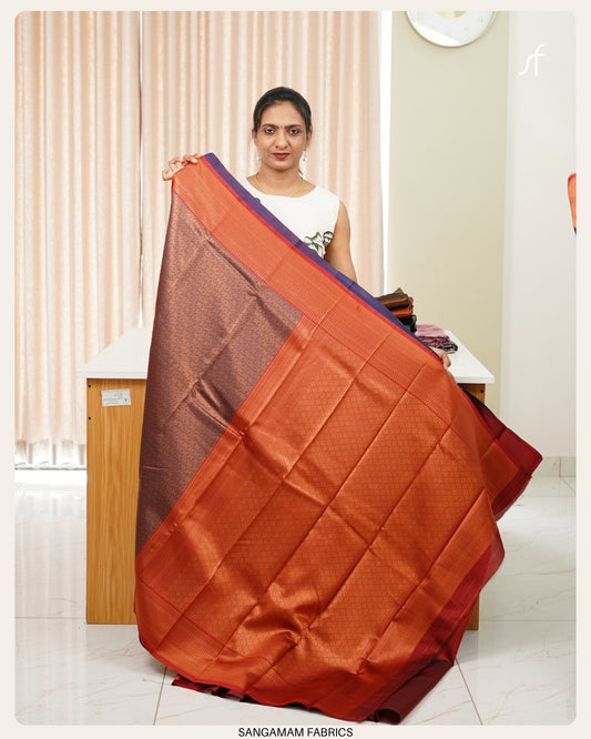 CONTRAST BROCKADE WOVEN SEMI SILK SAREE