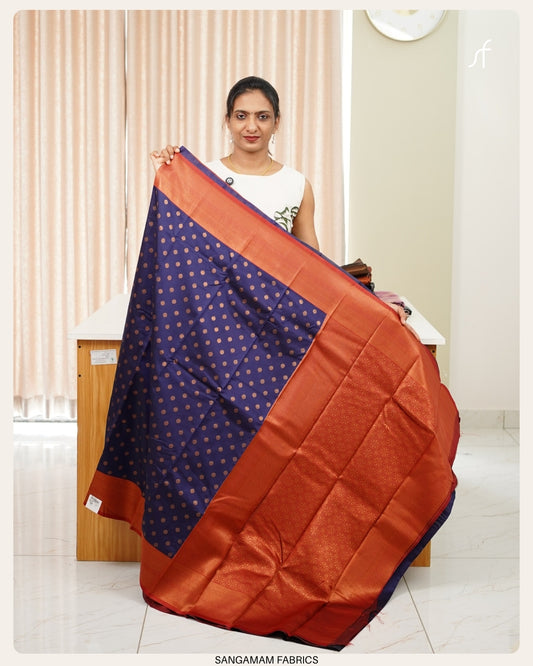 CONTAST BUTTA WOVEN SEMI SILK SAREE (Copy)
