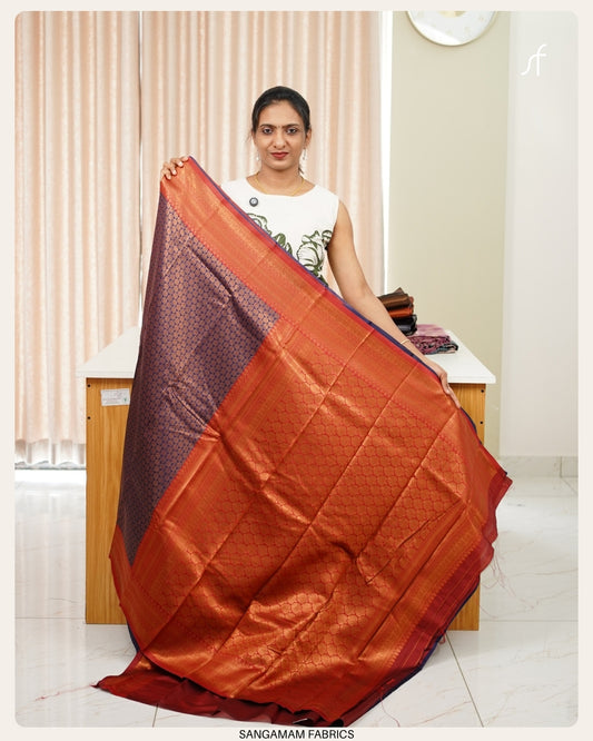 CONTAST BUTTA WOVEN SEMI SILK SAREE