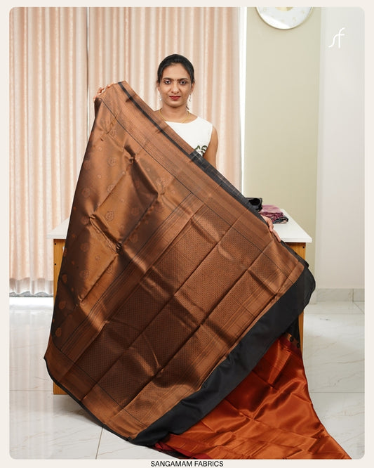 TISSUE BUTTA WOVEN SEMI SILK SAREE WITH CONTRAST BLOUSE