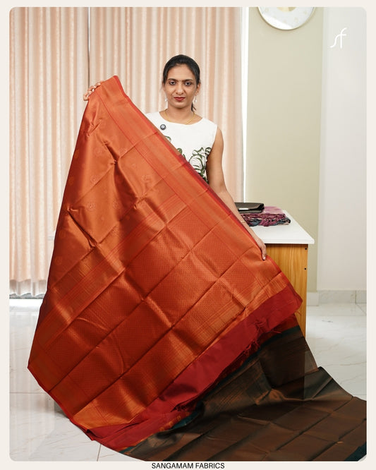TISSUE BUTTA WOVEN SEMI SILK SAREE WITH CONTRAST BLOUSE