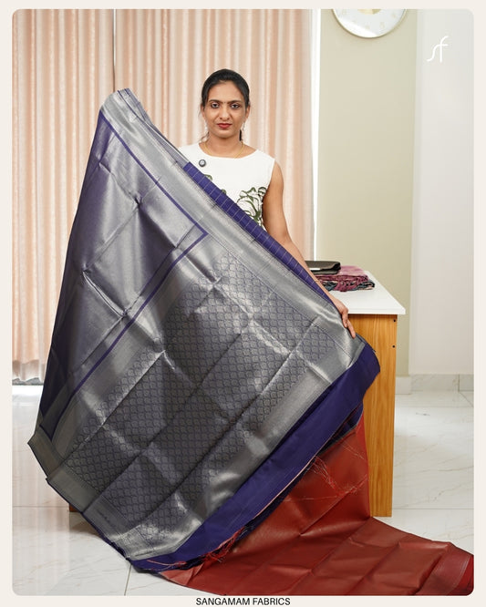 TISSUE  WOVEN SEMI SILK SAREE WITH CONTRAST BLOUSE