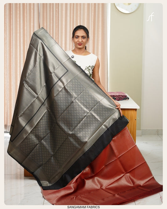 TISSUE WOVEN SEMI SILK SAREE WITH CONTRAST BLOUSE