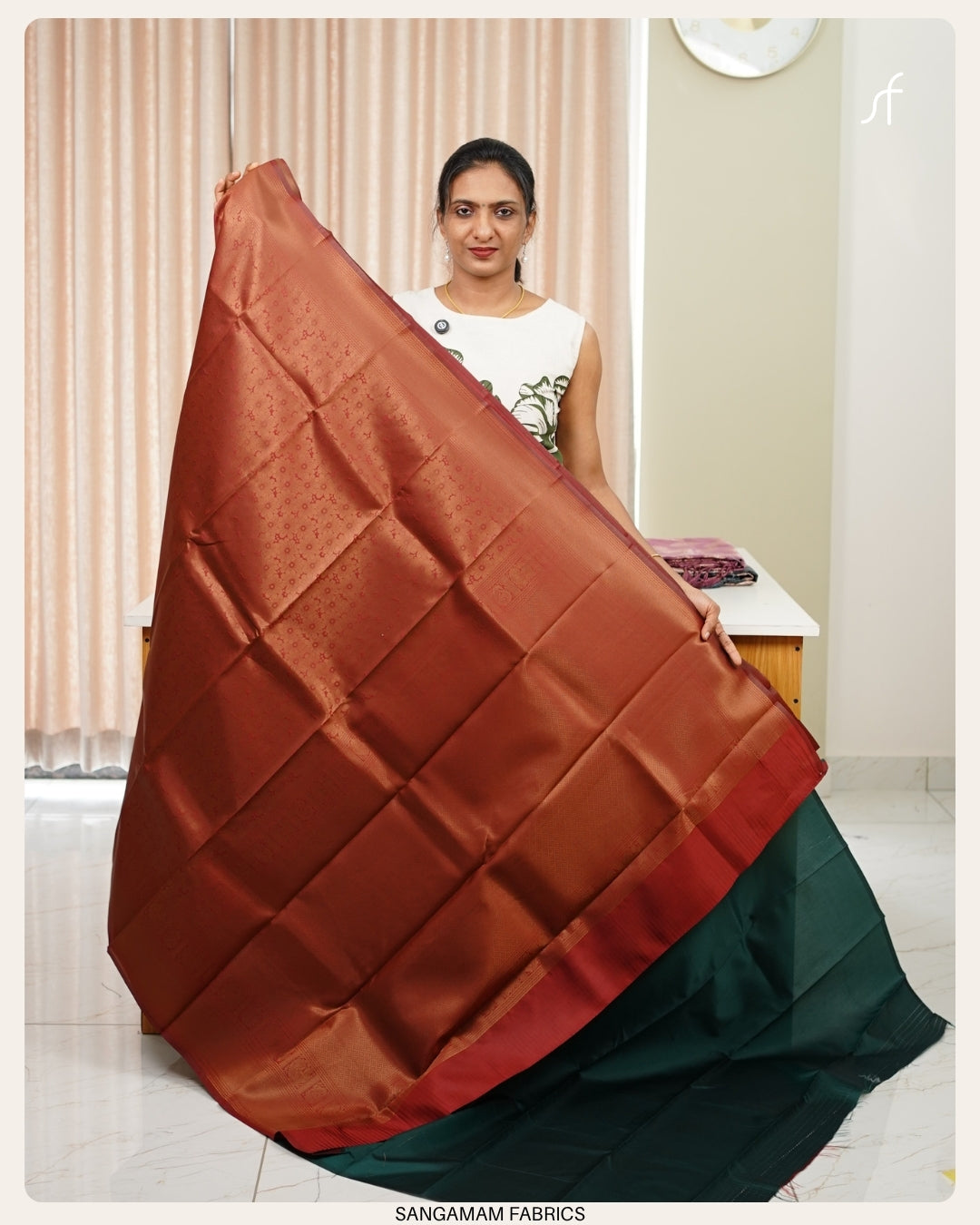 FLORAL BUTTA  WOVEN SEMI SILK SAREE WITH CONTRAST BLOUSE