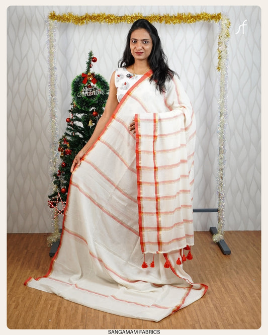 MULTICOLOUR STRIPE MUL COTTON SAREE