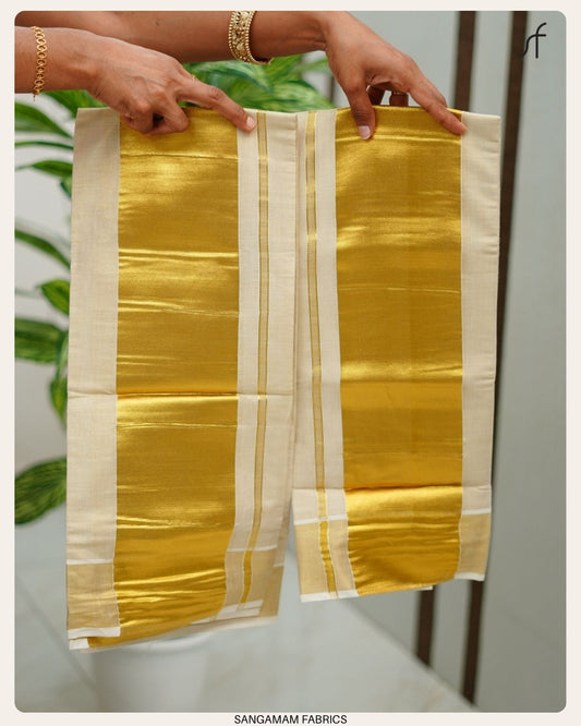 GOLDEN KASAVU TISSUE SET MUNDU