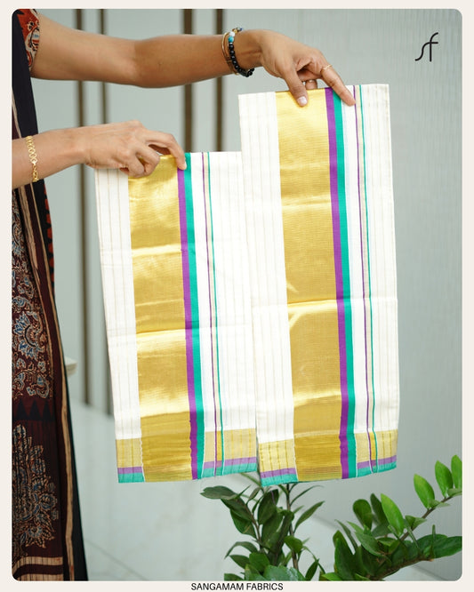 STRIPE WITH GOLDEN BORDER SET MUNDU