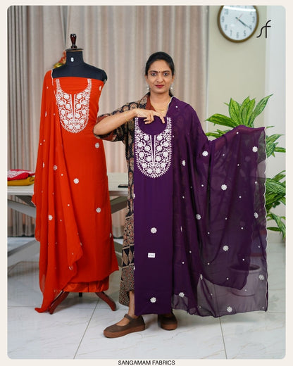 GEORGETTE CHIKANKARI SALWAR SUIT MATERIAL