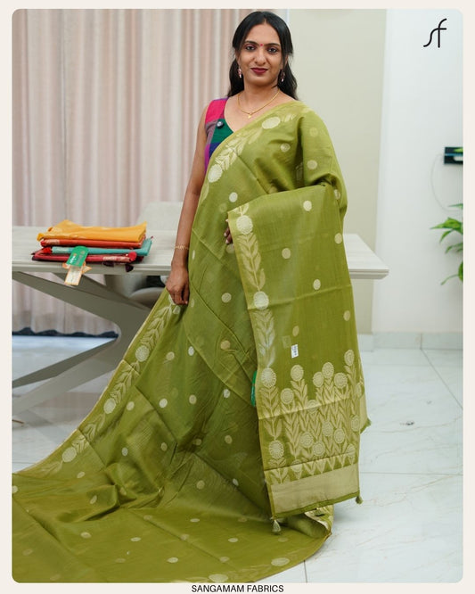 SEMI CHANDERI SILK SAREE