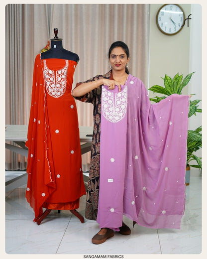 GEORGETTE CHIKANKARI SALWAR SUIT MATERIAL