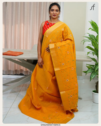 SEMI CHANDERI SILK SAREE
