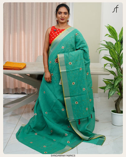SEMI CHANDERI SILK SAREE