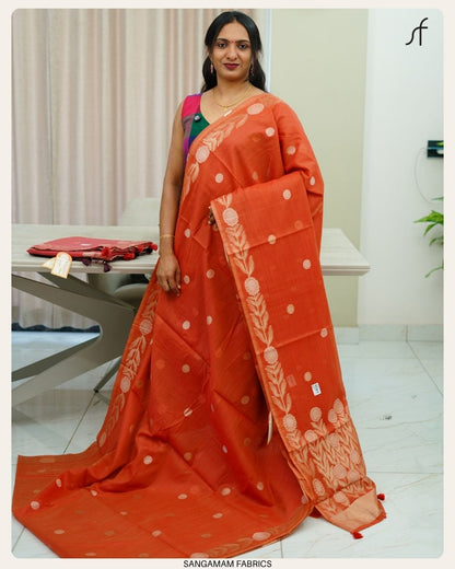 SEMI CHANDERI SILK SAREE