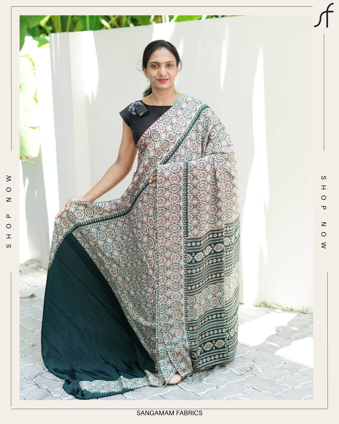 AJRAKH PRINTED TURKISH CHIFFON SAREE